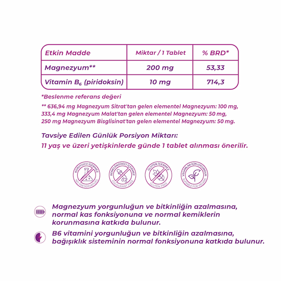 Wellcare Magnezyum Vitamin B6 200/10MG 120 Tablet